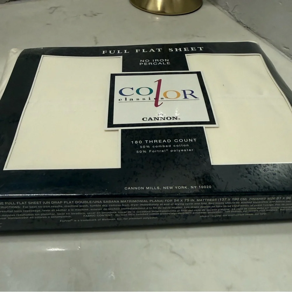 Canon Classic Color Full Flat Sheet No Iron Percale 180 Thread New Deadstock